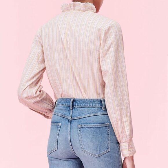 Rebecca Taylor La Vie Ruffle Trim Striped Blouse - Picture 4 of 9
